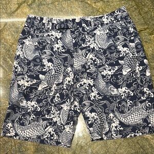 RLX Ralph Lauren Blue and White Flat Front Shorts